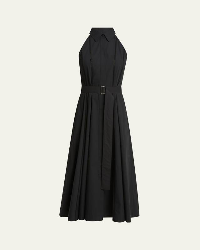 Dorothy Belted Ladder Stitch Poplin Midi Dress